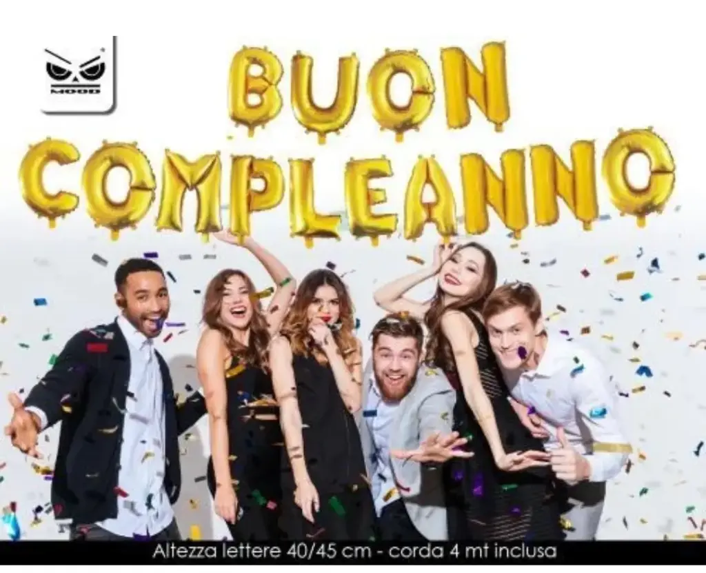SCRITTA BUON COMPLEANNO CON PALLONCINI ORO