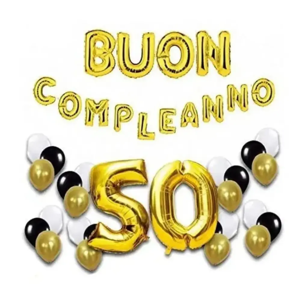 SET 39 PALLONCINI BUON COMPLEANNO 50 ANNI