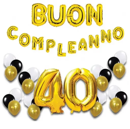 SET 39 PALLONCINI BUON COMPLEANNO 40 ANNI