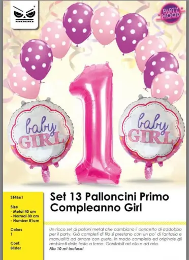 SET 13 PALLONCINI PRIMO COMPLEANNO 
