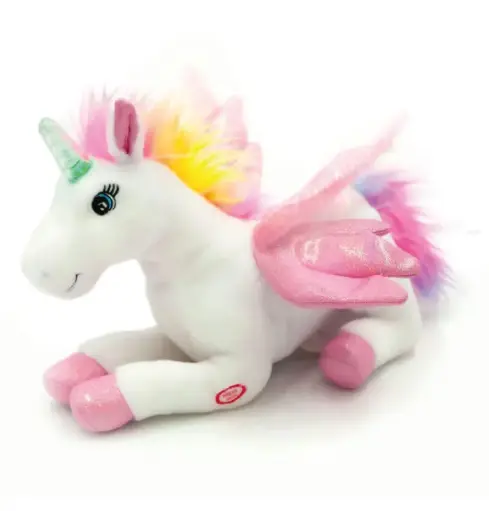 Unicorno alato con luci e musica