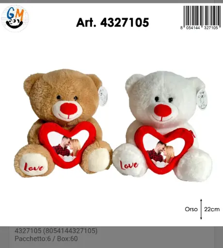 ORSO CON CUORE PORTA FOTO CM 30